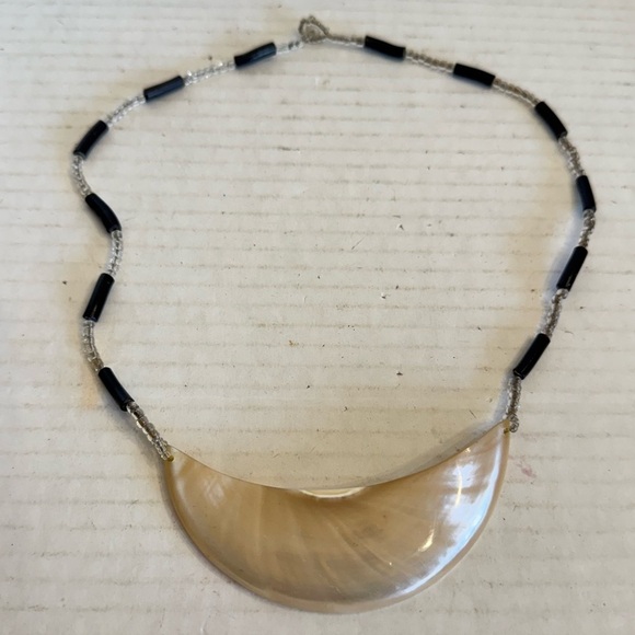 Mother of Pearl Moon Shaped Pendant 20” Good Luck Necklace - Picture 9 of 16